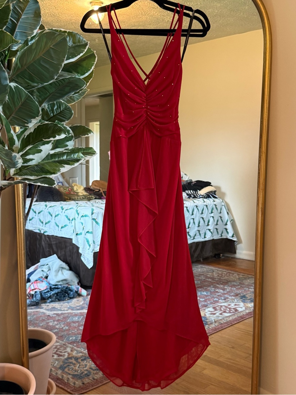 Rampage Y2K red embellished maxi dress